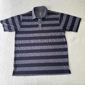 Bolle Golf Tech‎ Blue Striped Polo Shirt Mens XL Lightweight Tech Fabric
